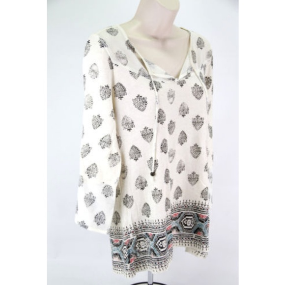 Lucky Brand Paisley Bell Sleeve Printed Blouse - Picture 5 of 8